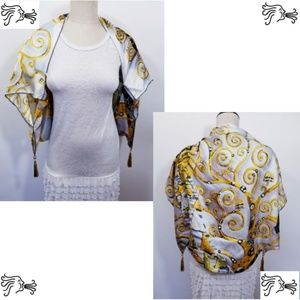 Yellow Gray Silk Shrug Scarf Accessory